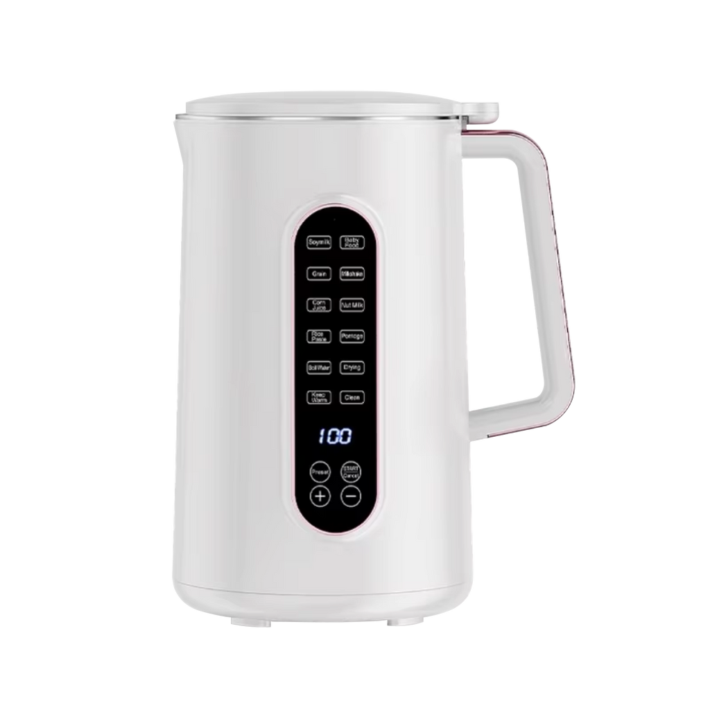 White AmonNusy Nut Milk Maker with digital display on a white background