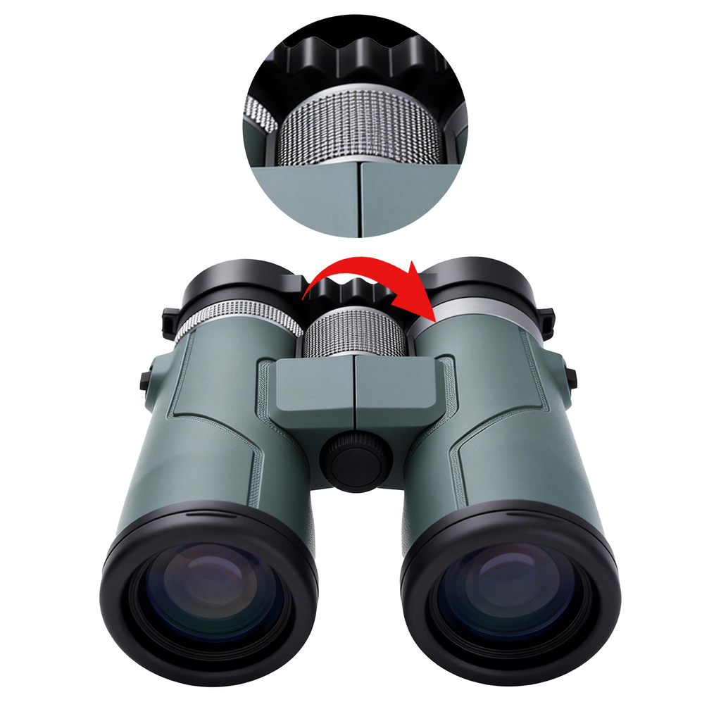 AuraLink Binoculars with a close-up of the focus wheel on a white background