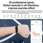 AurenZiax Fitness Band Tracker on a wrist with sports tracking app interface, displayed against a sports field background.