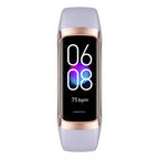 AurenZiax Fitness Band Tracker with a white band and rose gold frame on a white background