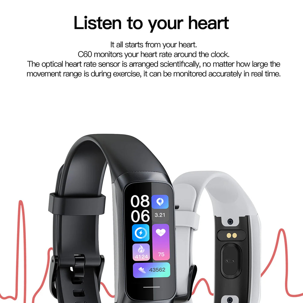 AurenZiax Fitness Band Tracker with heart rate monitor on a white background