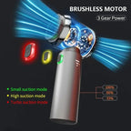 CabinNixa Car Vacuum Cleaner motor device with suction modes and power indicators on a dark background