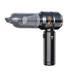 A CabinNixa Car Vacuum Cleaner with a transparent dust container, black body, and gold accent details, shown on a solid white background.