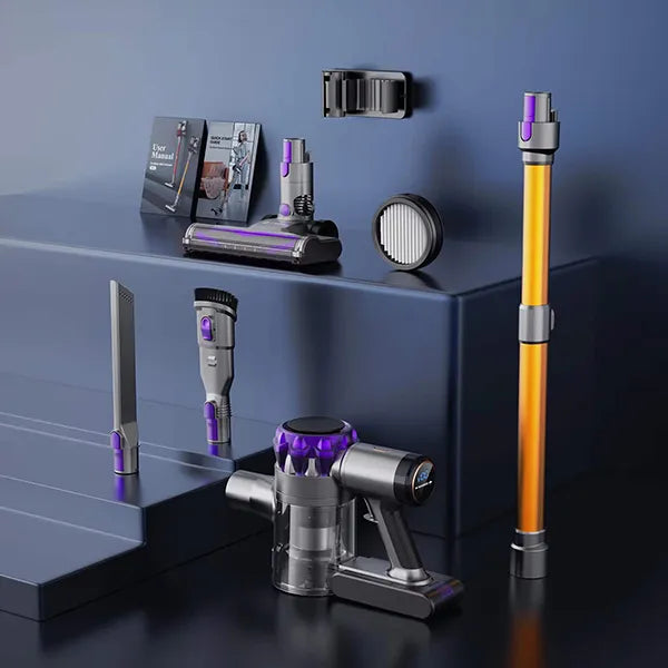 Cleanivia Vacuum Cleaner parts and attachments on a dark blue surface