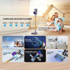 Cleanivia Vacuum Cleaner with family using it in a home setting, highlighting features like battery life and filter system.