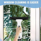 ClearVynu Window Vacuum being used to clean a window with text 'WINDOW CLEANING IS EASIER'.