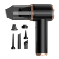 Black and rose gold DashiDust 5-in-1 Car Vacuum Cleaner with multiple attachments on a white background