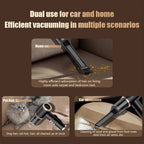Multifunctional DashiDust 5-in-1 Car Vacuum Cleaner with text highlighting dual use for car and home, pet hair absorption, and car cleaning.