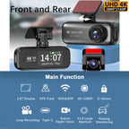 Car DashyLynk 4K Wireless Dashcam camera with multiple cameras and display, featuring 4K Ultra HD resolution.