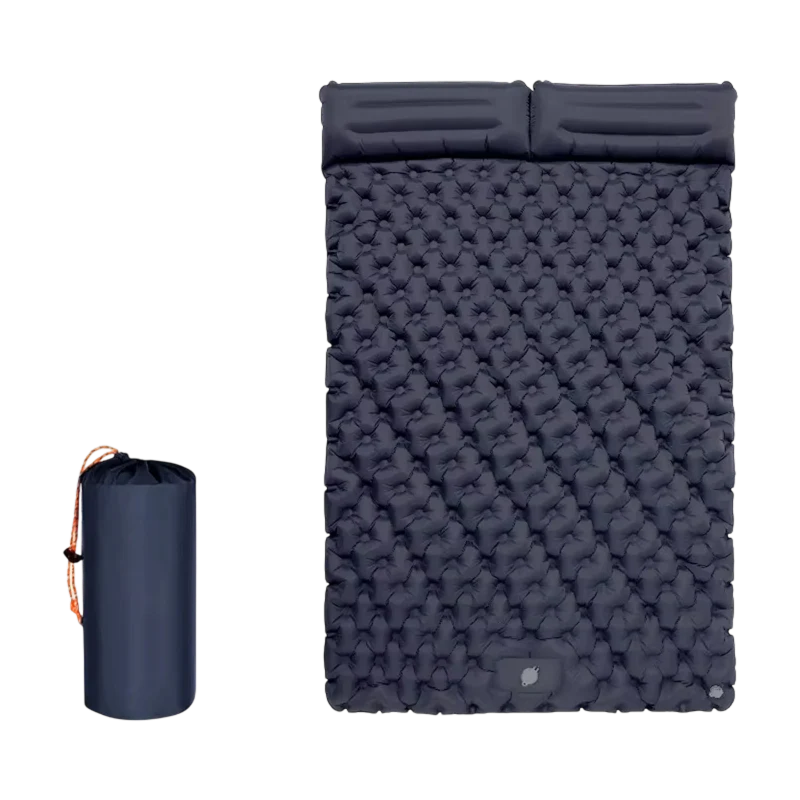 Inflatable DuoRestor Pro Camping Mattress with a carrying bag on a white background