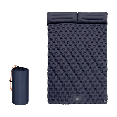 Inflatable DuoRestor Pro Camping Mattress with a carrying bag on a white background