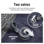 Inflatable port with two valves on a textured surface