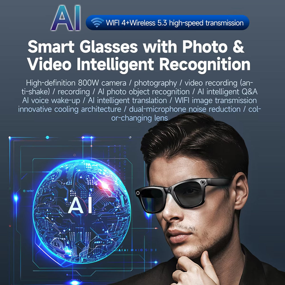 EdsaRolt Smart Glasses with AI technology features displayed on a dark background