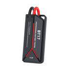 A black BT17 professional Elarvo Car Battery Tester device with red and black cables attached, shown on a plain white background.