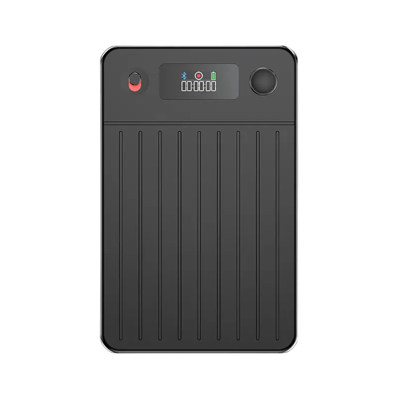 Black Evove Al Smart Voice Recorder with digital display on a white background