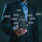 Person holding a smartphone with Evove Al Smart Voice Recorder language options displayed on a dark background