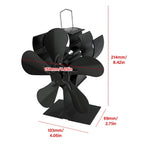 Black Ferviax Stove Fan with dimensions indicated on a white background