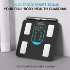 Digital body fat scale with a gray background