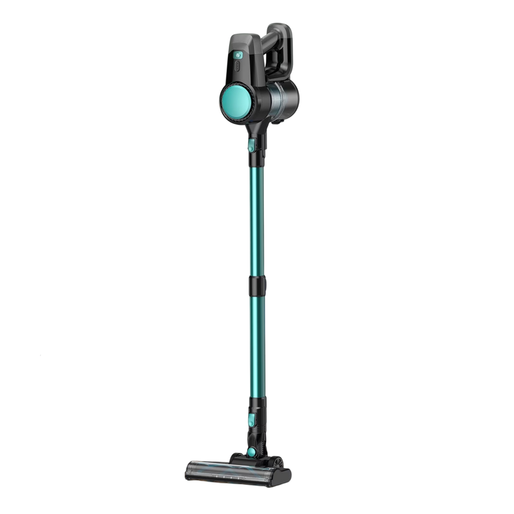 A FurVaxim V2 Cordless Vacuum Cleaner with a metallic teal handle and dark gray and black head, shown against a solid white background.