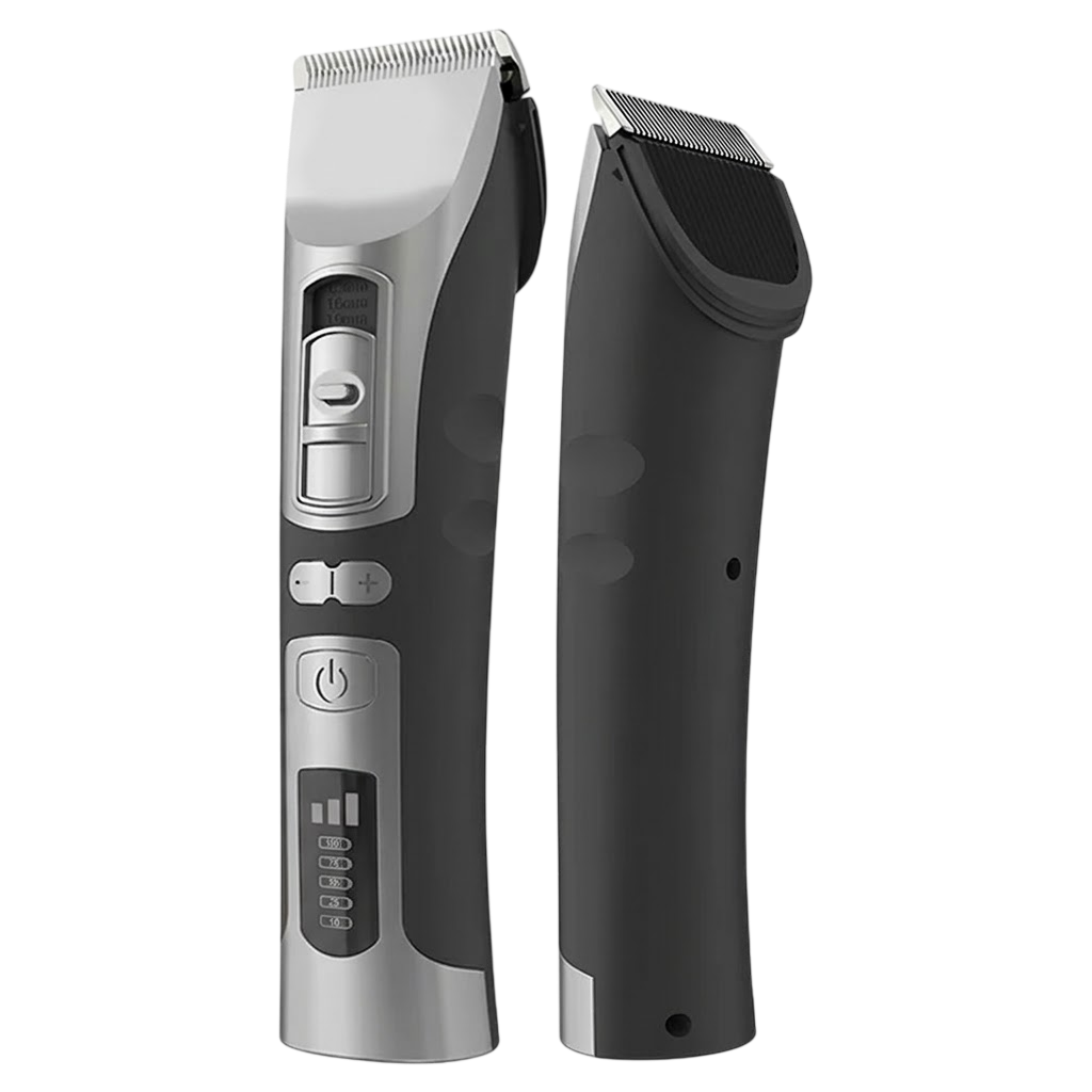 FuriCutx Dog Hair Clipper with charging dock on a white background