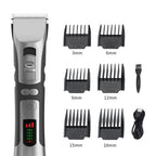 FuriCutx Dog Hair Clipper set with attachments and USB cable on a white background