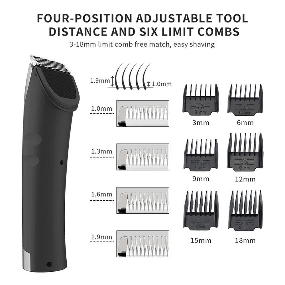 FuriCutx Dog Hair Clipper with adjustable tool distance and limit combs on a white background