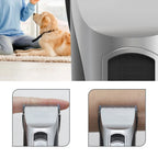 FuriCutx Dog Hair Clipper with close-up details and a person with a dog in the background.