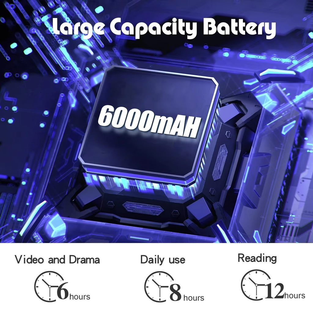 6000mAh battery pack with blue lighting effects on a dark background