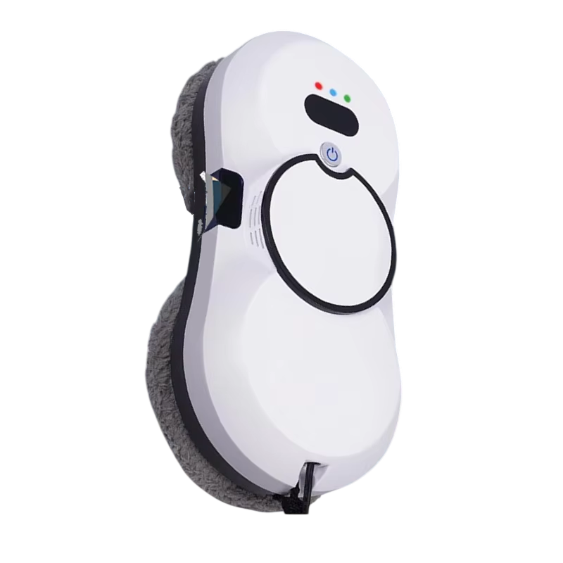 White GlideWini Robot Window Cleaner device with gray padding on a white background