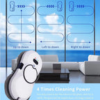GlideWini Robot Window Cleaner with cleaning instructions displayed in a modern living room.