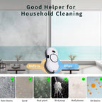 GlideWini Robot Window Cleaner with 'Before' and 'After' comparison on a window cleaning task.