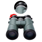 Green AuraLink Binoculars with close-up of eyepiece on a white background