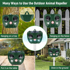 Outdoor Guardixim Repeller with usage instructions on a green background