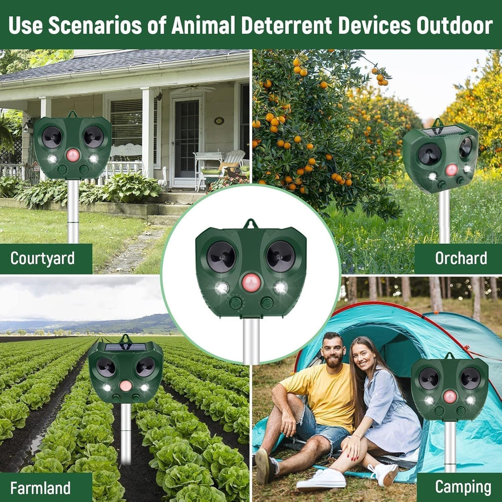 Animal deterrent Guardixim Repeller used in courtyards, orchards, farmlands, and camping areas.