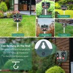 Multiple uses of a pest control Guardixim Repeller in different outdoor settings.