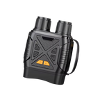 Black HeatSkye Night Vision Goggles device with dual eyecups, textured grip panels, side buttons, and orange control icons, shown on a plain white background.