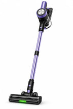 A Hilio Bliss 28 Vacuum Cleaner with a metallic purple handle and a black floor head, shown on a plain white background.