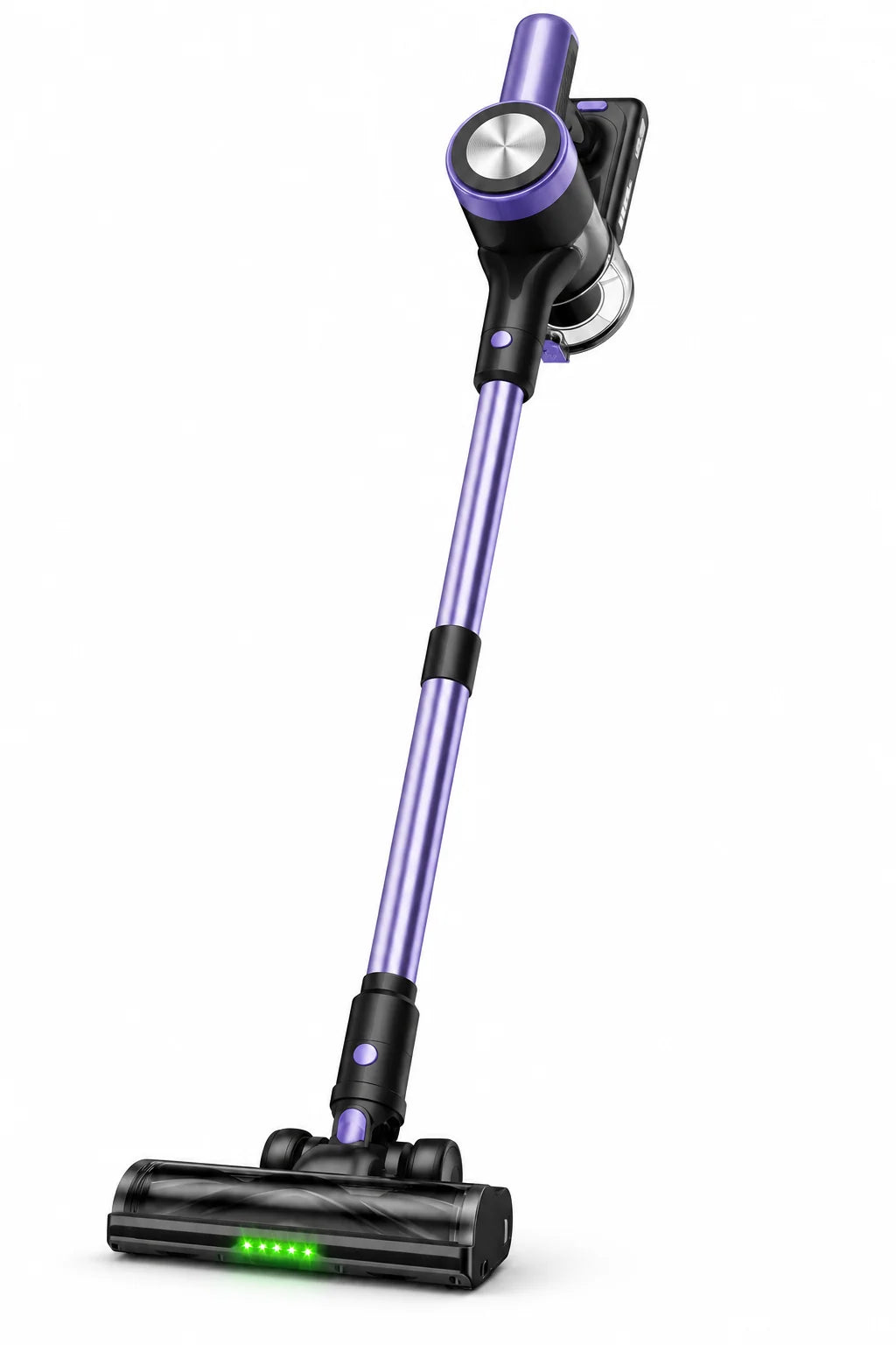 A Hilio Bliss 28 Vacuum Cleaner with a metallic purple handle and a black floor head, shown on a plain white background.