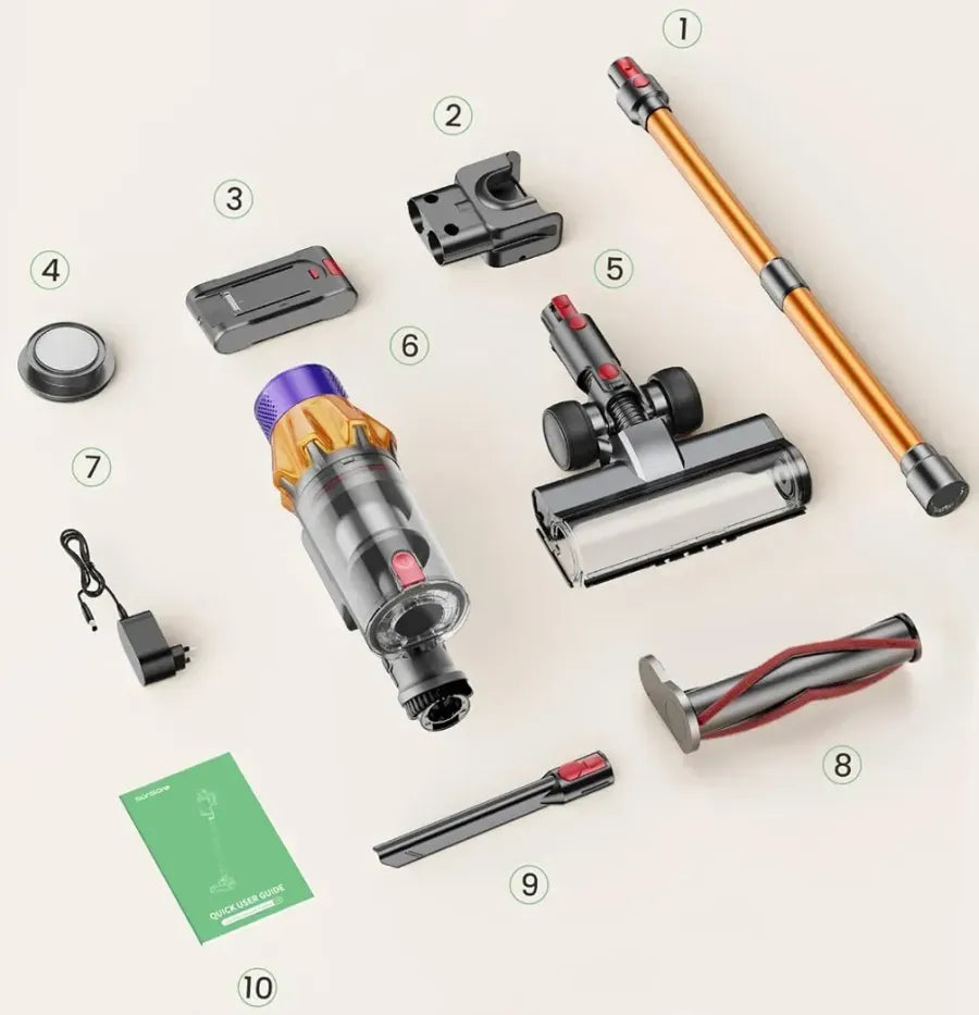Hilio Cotair Pro Vacuum Cleaner and attachments on a white background
