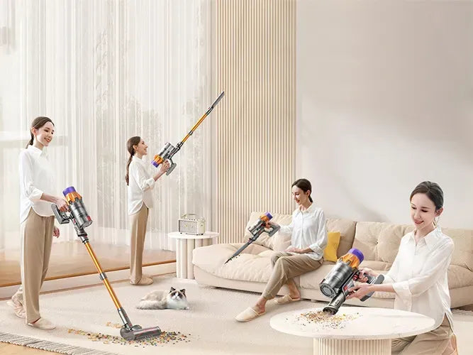 People using Hilio Cotair Pro Vacuum cordless in a living room setting