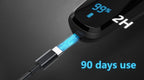 Electronic Hilio Electric Shaver with a digital display and blue light on a dark background