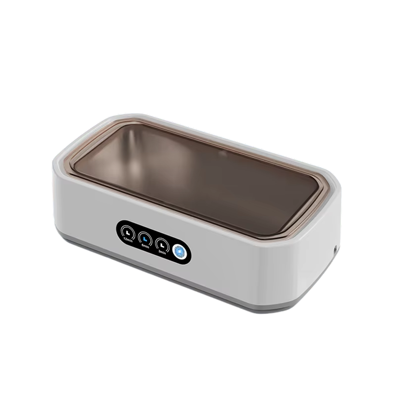 JewelyClin Ultrasonic Jewellery Cleaner with metallic interior on a white background