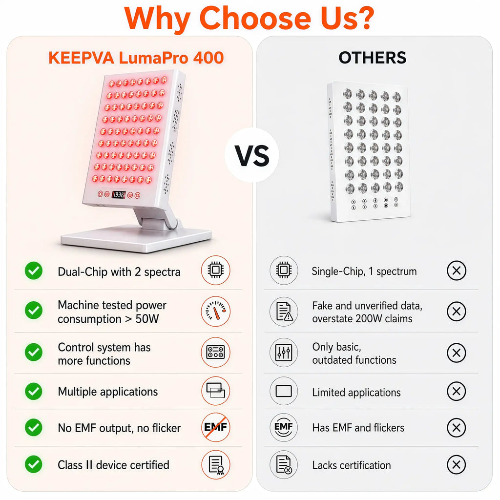 KEEPVA LumaPro 400 Red Light Therapy Panel LED array detail