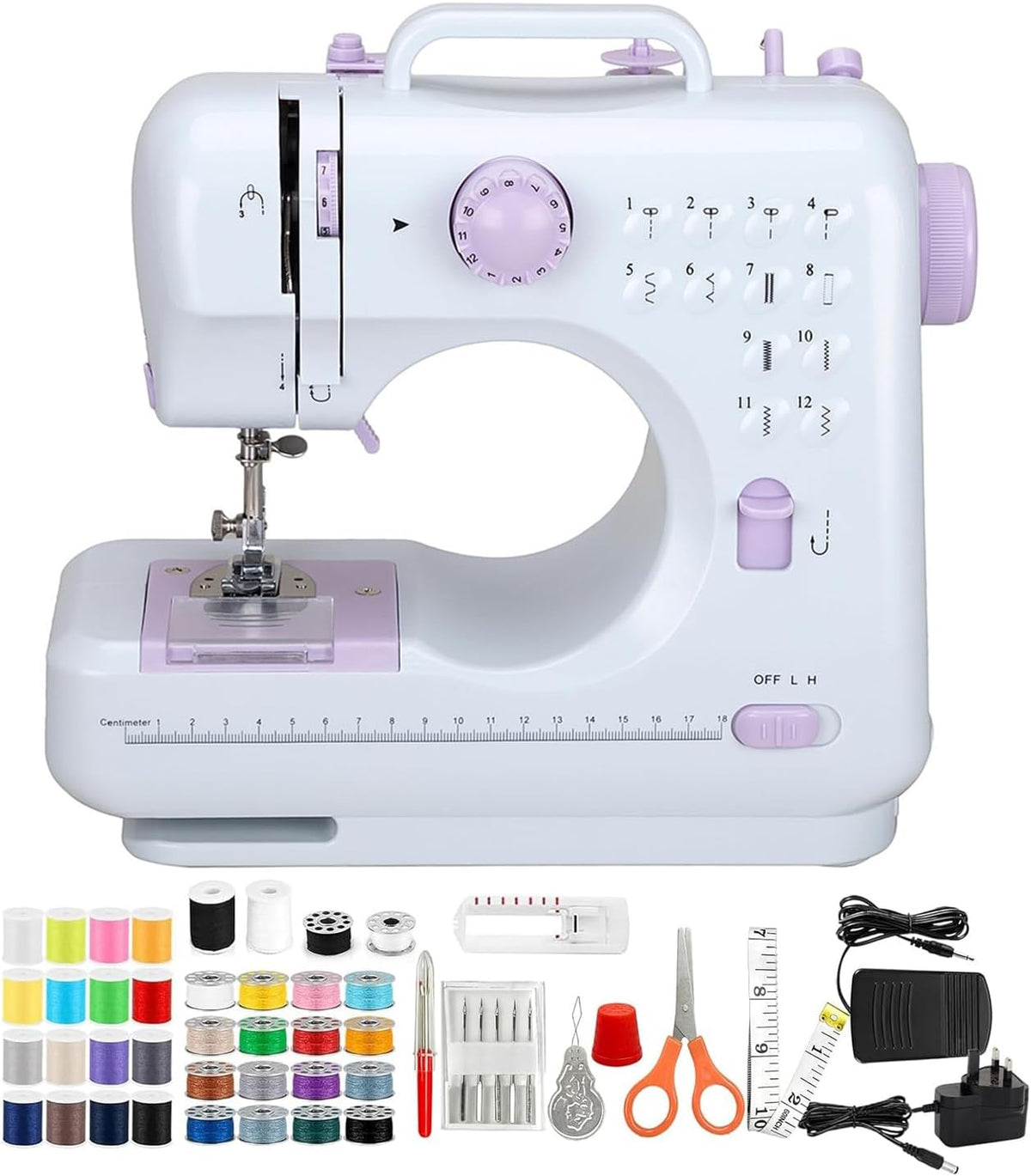 White Kalvori Sewing Machine with accessories on a white background
