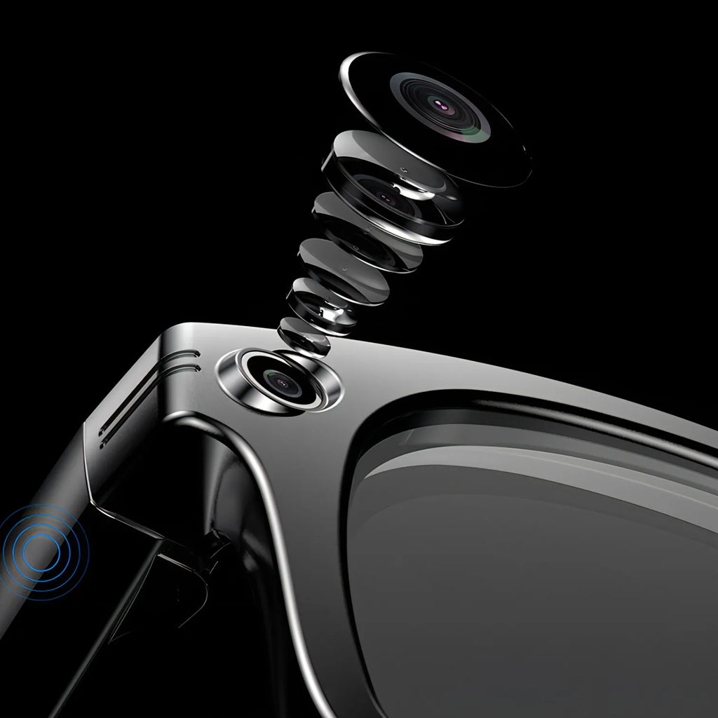 Close-up of a glasses suspension system with a black background