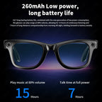 Krevont AI Smart Glasses with battery life information on a dark background