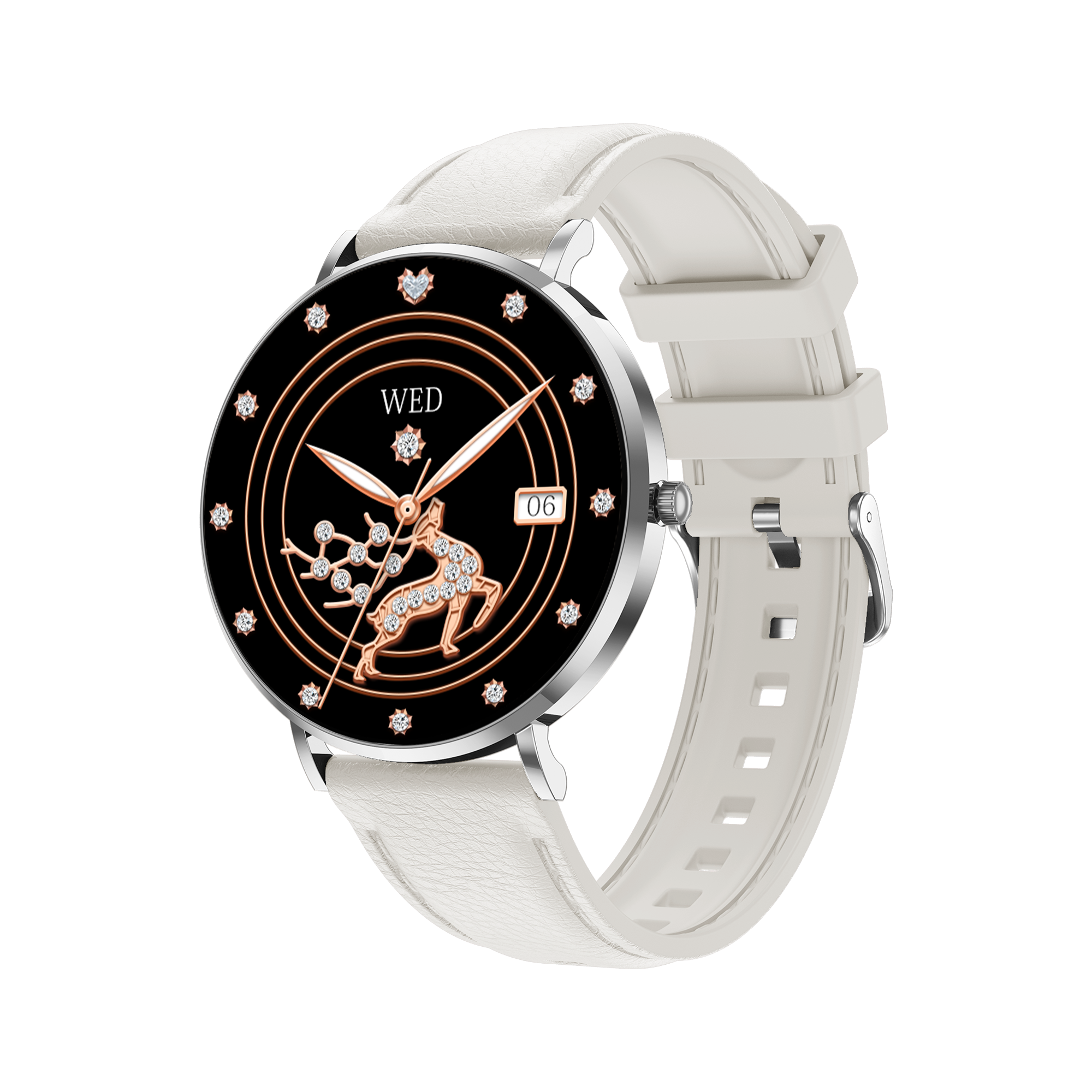 Krevont Smartwatch - Silver + White Silicone