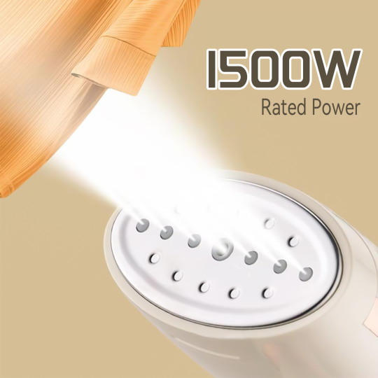 White Krevont Steamer with 1500W rating on a beige background