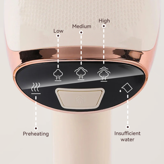 Control panel of a Krevont Steamer with temperature settings and icons.