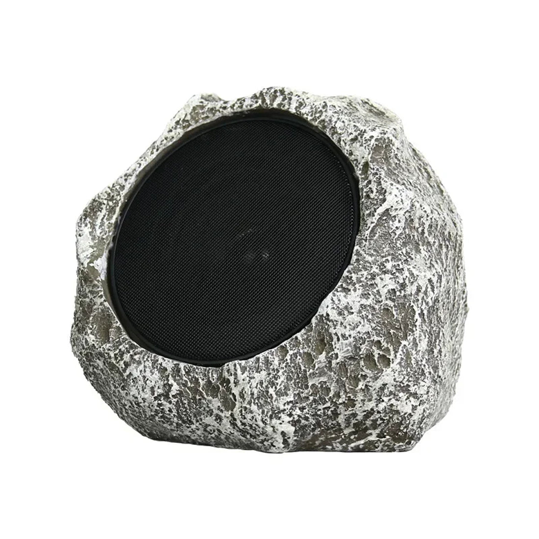 Rustic stone-style outdoor LarnClis Garden Speaker on a white background